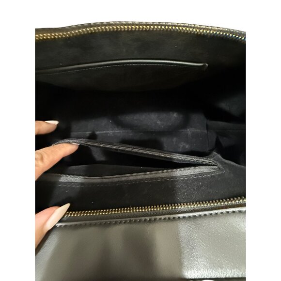 Coach Inspired Black Leather Handbag With Detachable Strap &‎ Gold Hardware - Picture 10 of 14